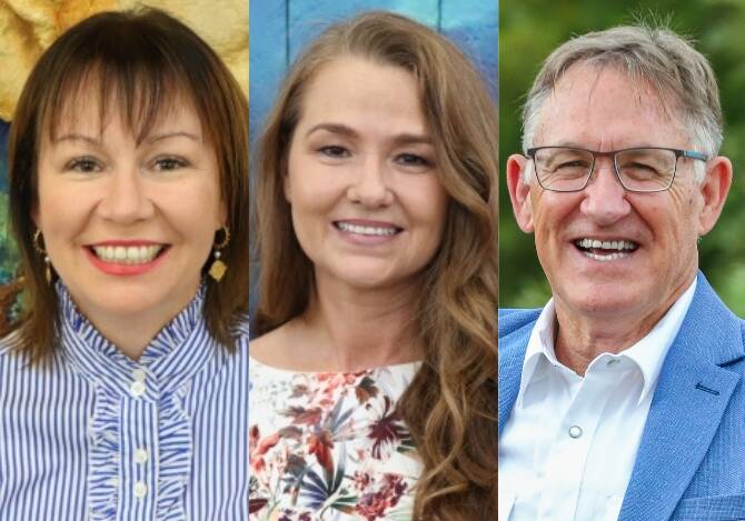 2024 Mayoral candidates, Peta MacRae, Danielle Slade, Phil Barwick. Pictures by Mount Isa Council
