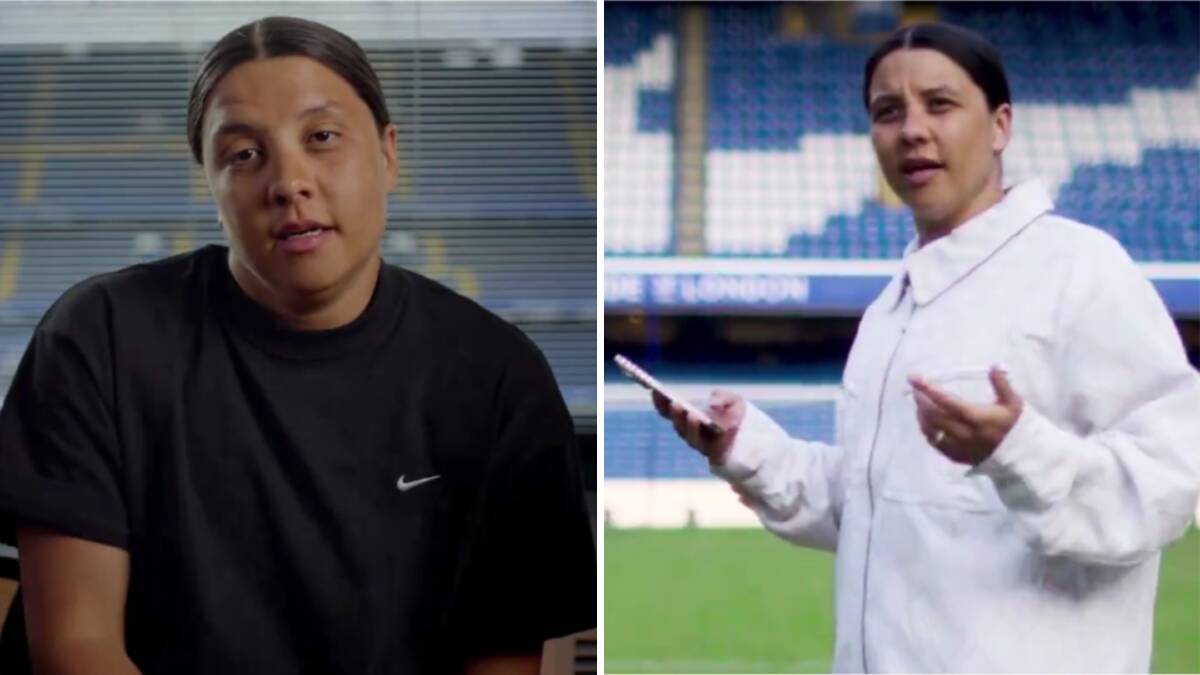 Sam Kerr in the Chelsea signing announcement videos. Picture X