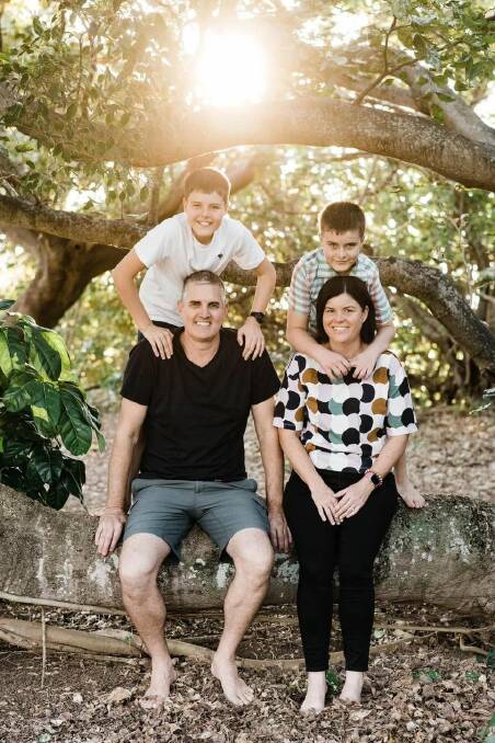NT Chief Minister Natasha Fyles with her husband Paul and sons Ollie and Henry. 