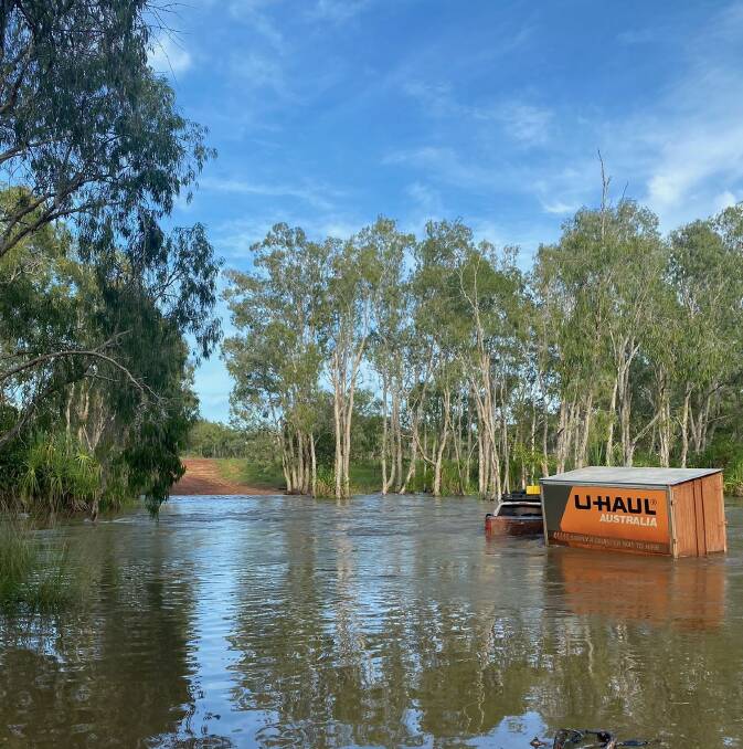 Northern Territory Police has to rescue this traveller from the flooded Blythe River. Photo by NT Police. 