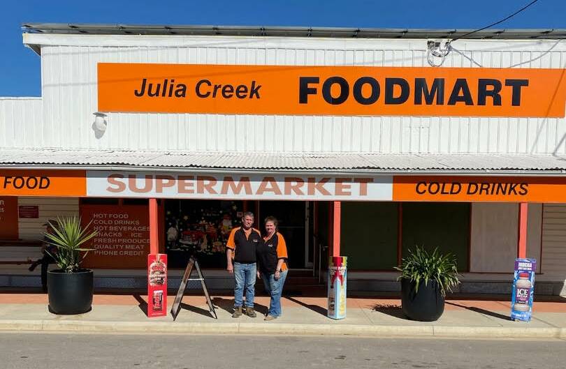 Julia Creek Foodmart owners Leah and Steven Laidlow, said the state government needed to apply the Remote Communities Freight Assistance Scheme to their region as they wanted to pass on savings to customers.Picture: Supplied.
