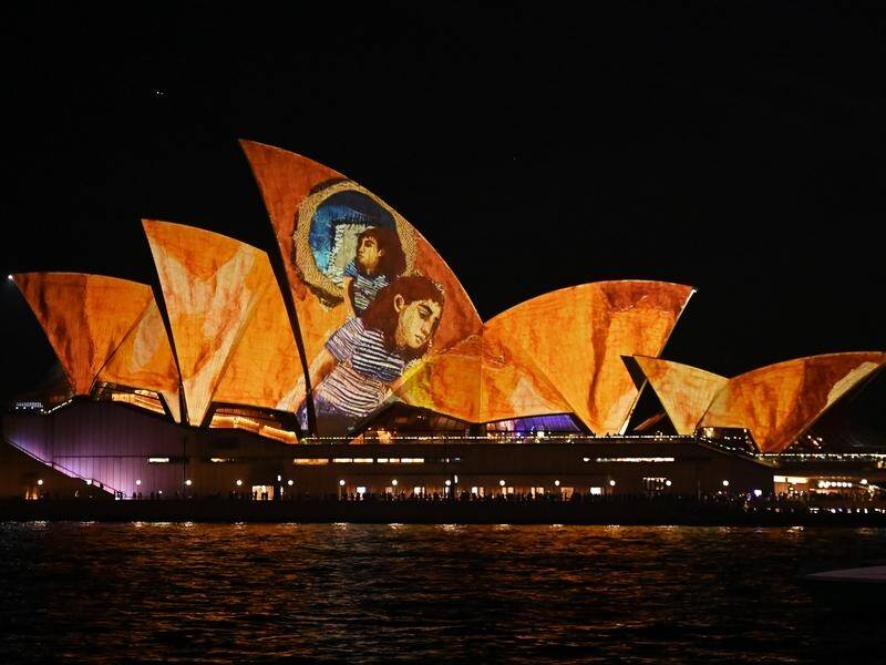 Fireworks were launched behind the Sydney Opera House as part of the lauch of Vivid Sydney. (Steven Saphore/AAP PHOTOS)