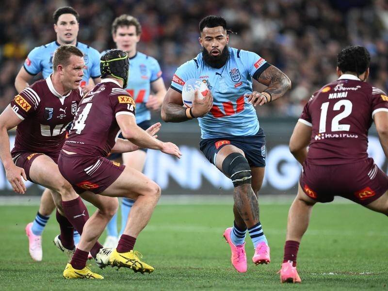 The productivity of Payne Haas was instrumental in NSW getting the win against Queensland. (Joel Carrett/AAP PHOTOS)