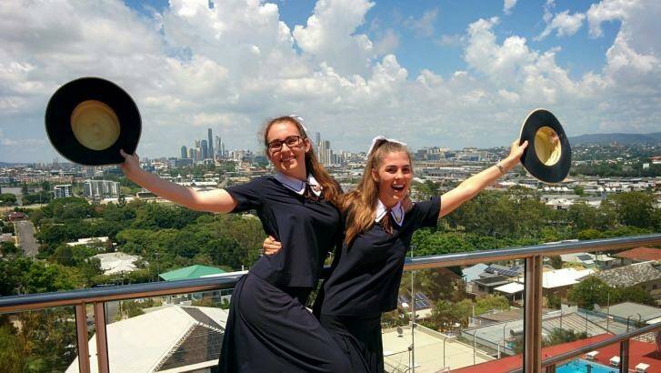 Fraternal twins Holly and Gabrielle Sachs are among the twins at St Margaret's Anglican Girls School. Photo: Jorge Branco