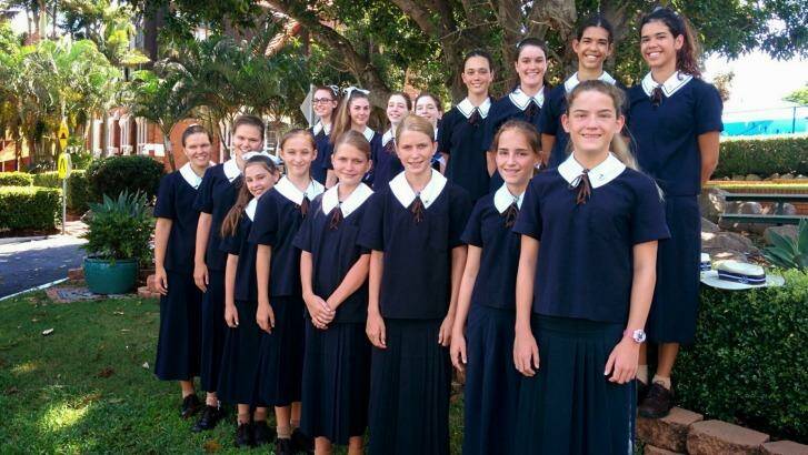 The eight sets of twins who will study at St Margaret's Anglican Girls School in Ascot this year. Photo: Jorge Branco